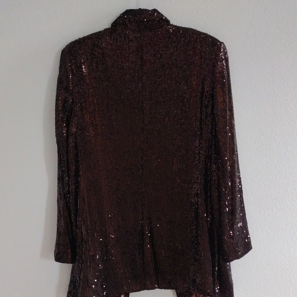 Express Sequin Open Front Boyfriend Blazer, Fully Lined, Size XL 16/18 - Picture 10 of 16
